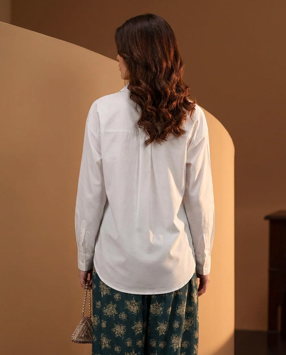 White Evil Eye Embellished Shirt