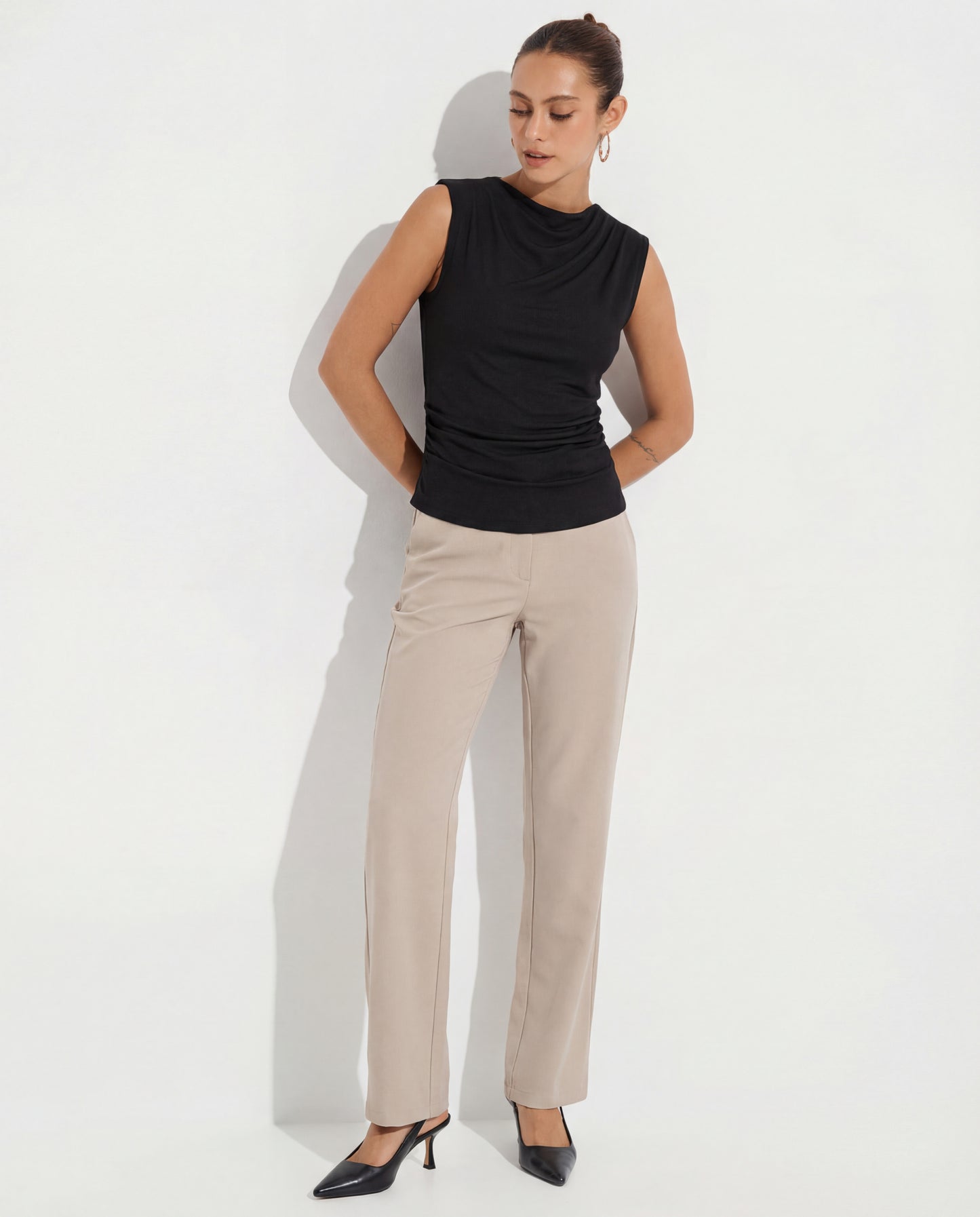 Midnight Black Cowl Neck Top