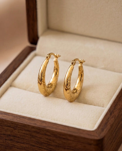 The Croissant Anti Tarnish Hoops - Gold