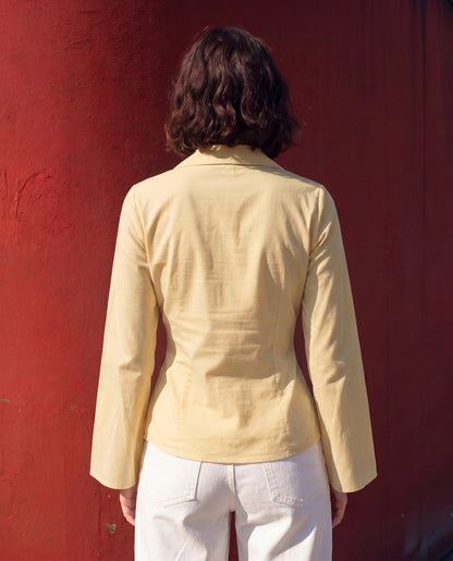 Butter Yellow Flared Sleeves Shirt