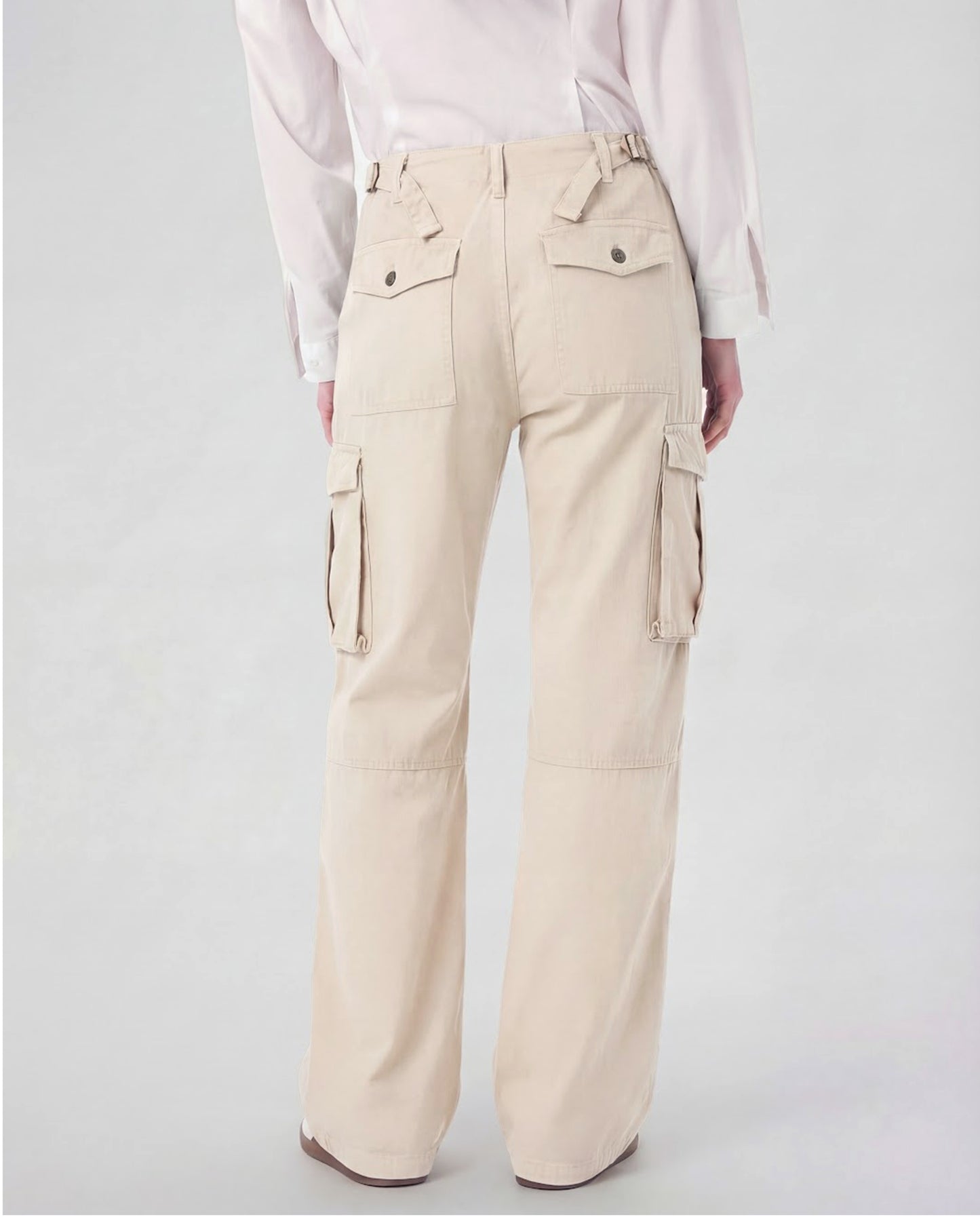 Cream Wide Leg Adjustable Cargo