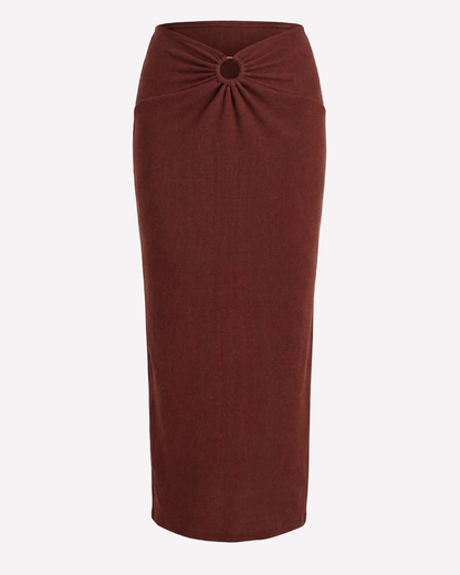 Ribbed Slit Ring Detail Slit Skirt