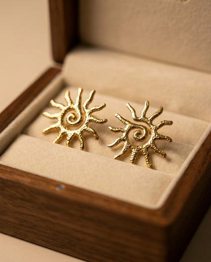 The Solar Stud Anti Tarnish Earrings - Gold