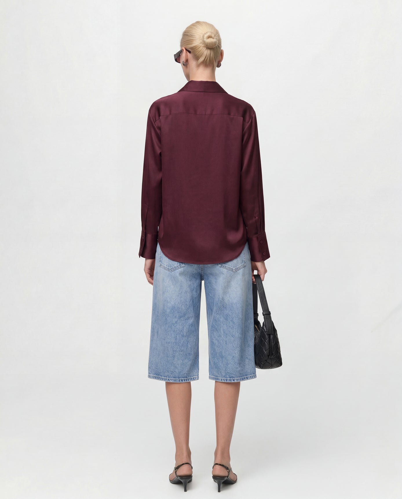 Burgundy Solid Satin Shirt