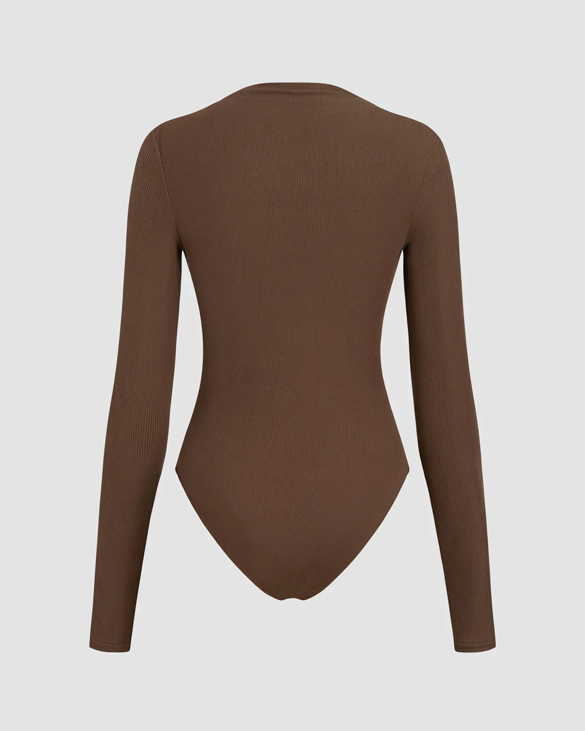 Brown Ribbed Ruched Bodysuit