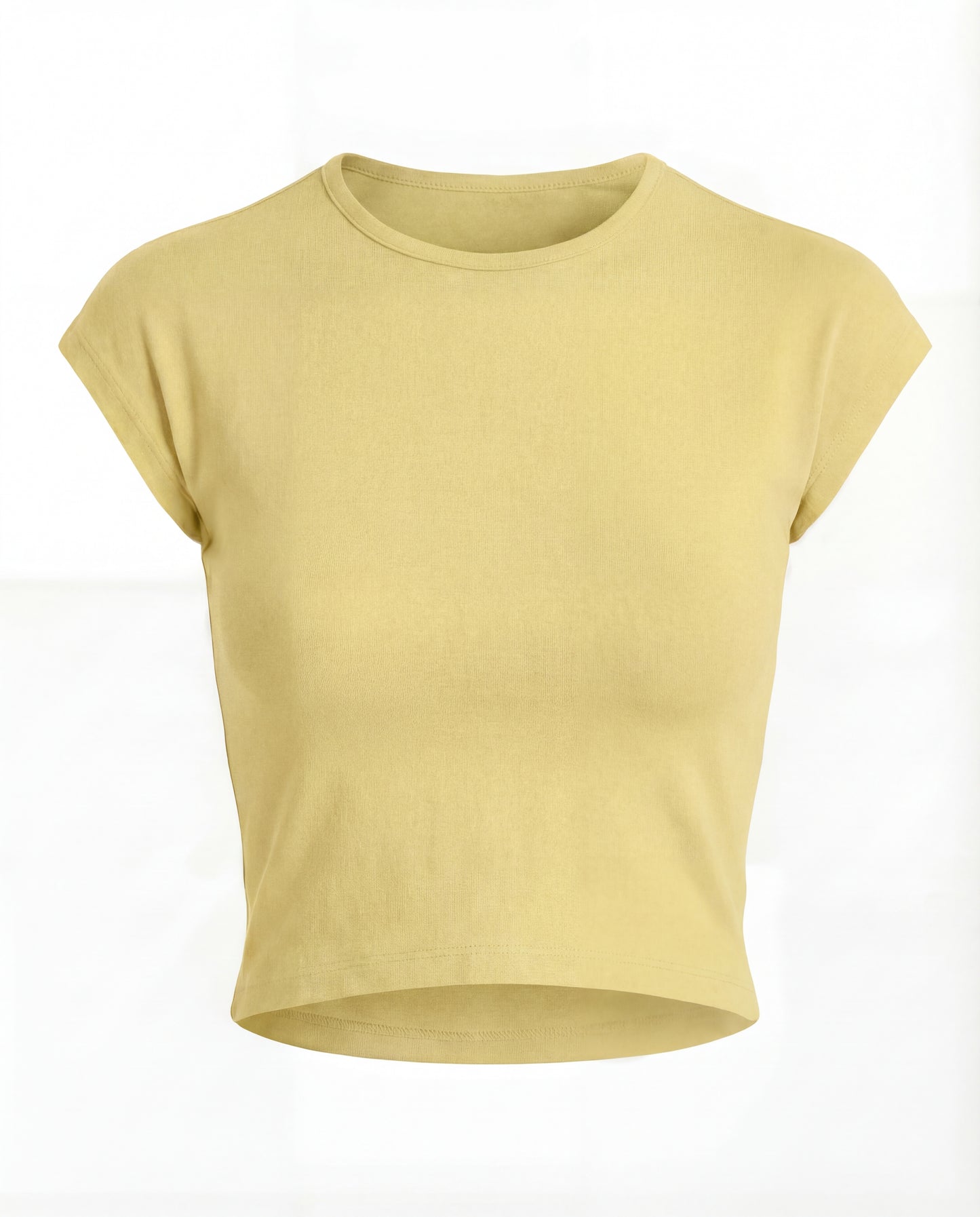 Butter Yellow Ribbed Fitted Top