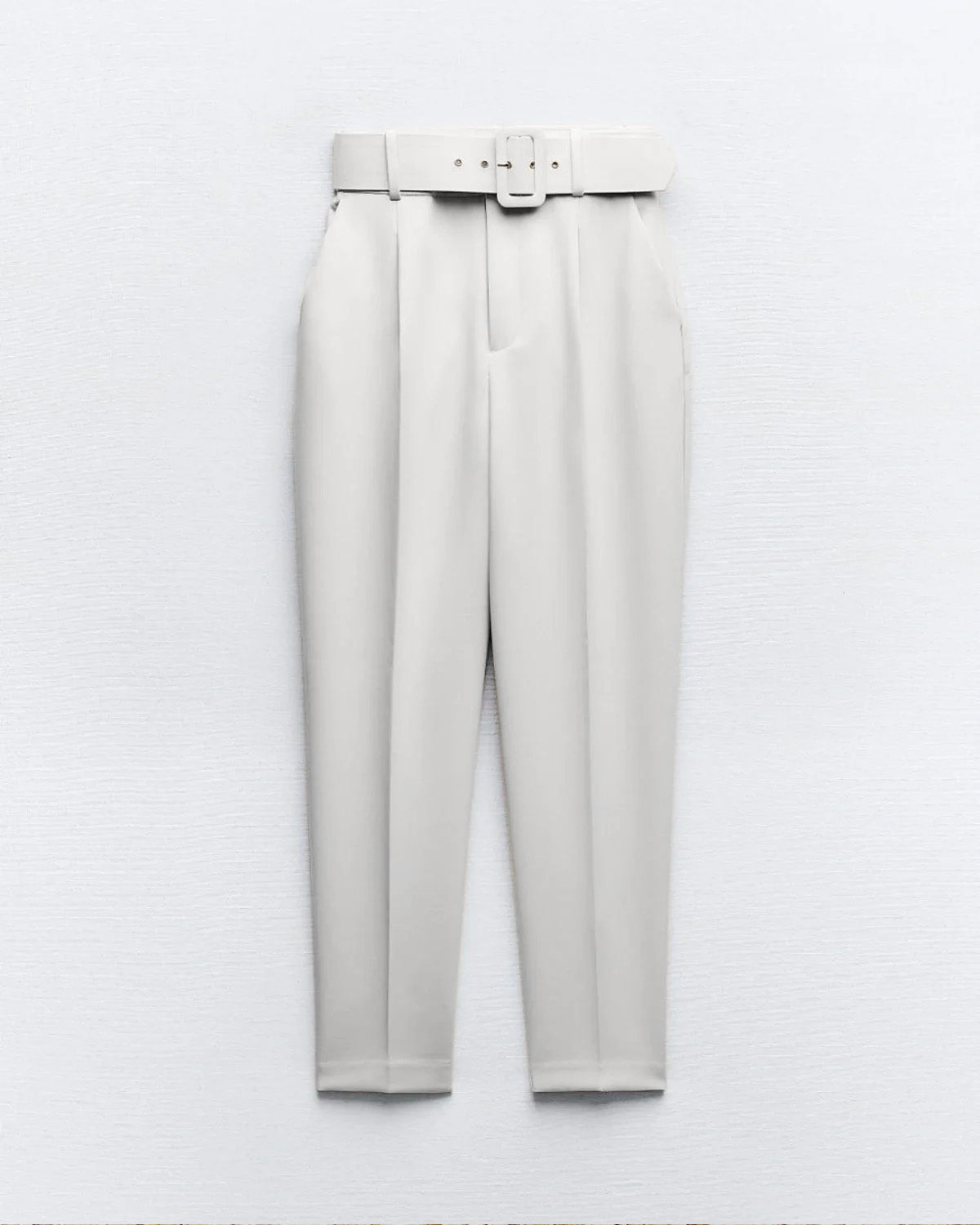 bottomwear,pants,formal, semi-formal,business outfit, urban fit, workwear,woven,polyester, spandex,white,pleated,belt,tailored fit,tapered,full length,high rise	25090037GG, OY942