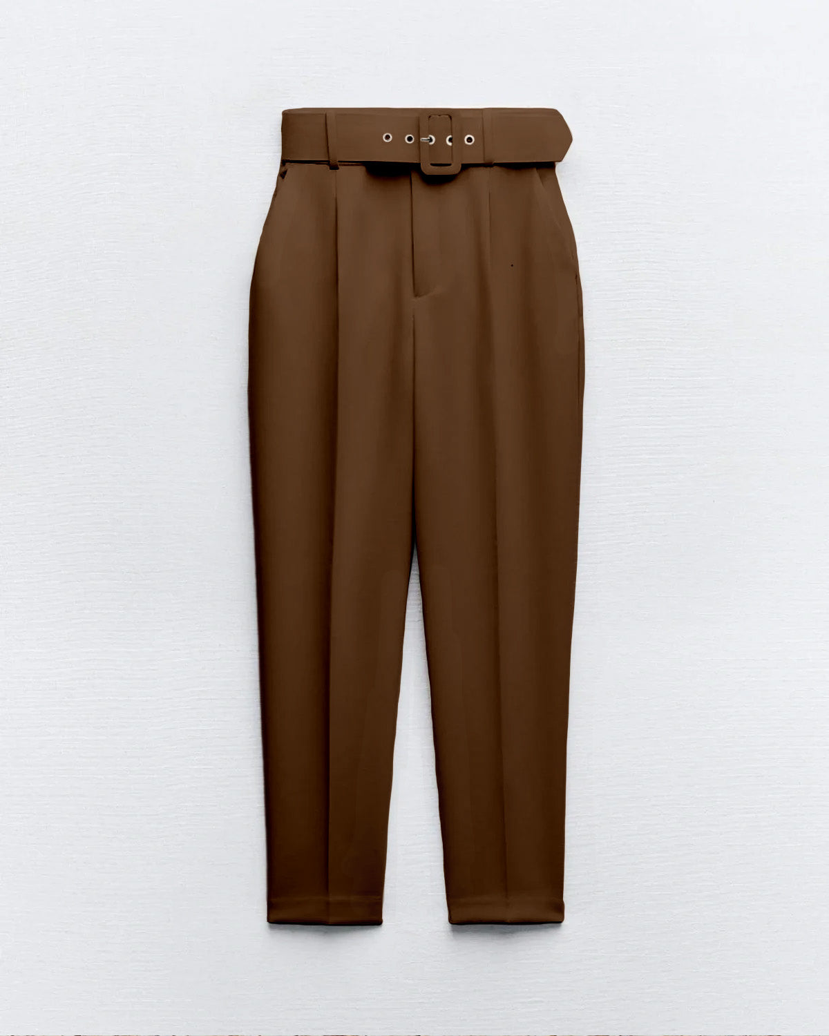 bottomwear,pants,formal, semi-formal,business outfit, urban fit, workwear,woven,polyester, spandex,brown,pleated,belt,tailored fit,tapered,full length,high rise	25090038GG, OY942
