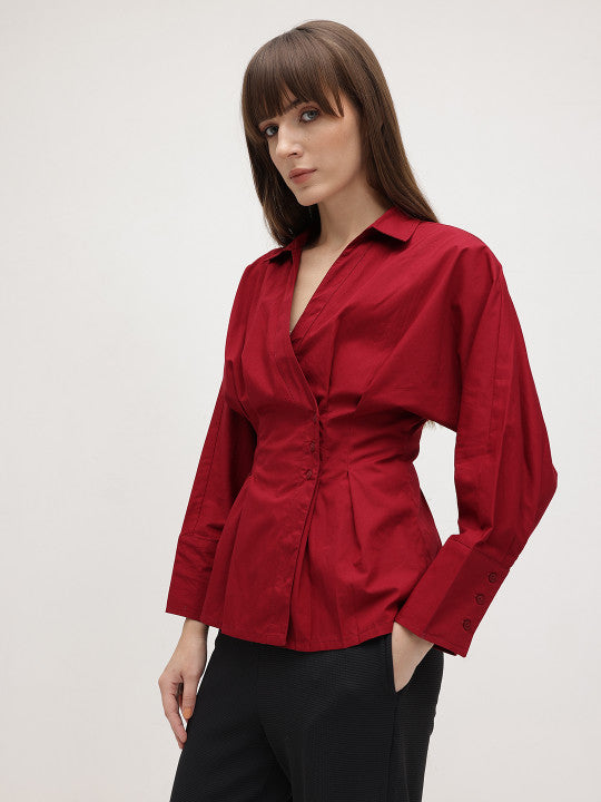 Ruby Red Sculpted Waist Shirt