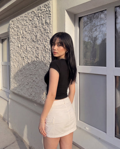 Contour Square Neck Top- Black