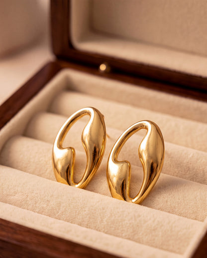 The Fluid Hoop Anti Tarnish Earrings - Gold
