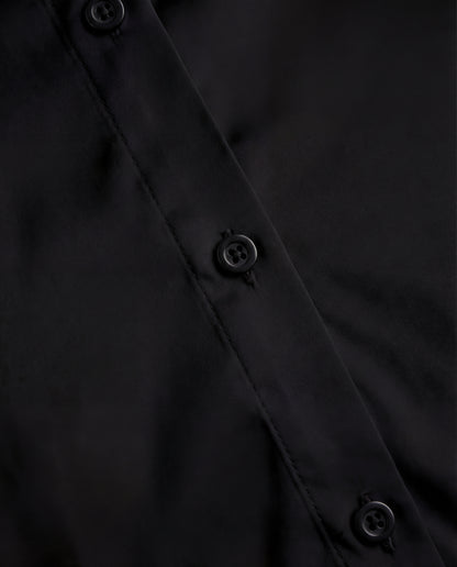 Coal Black Solid Satin Shirt