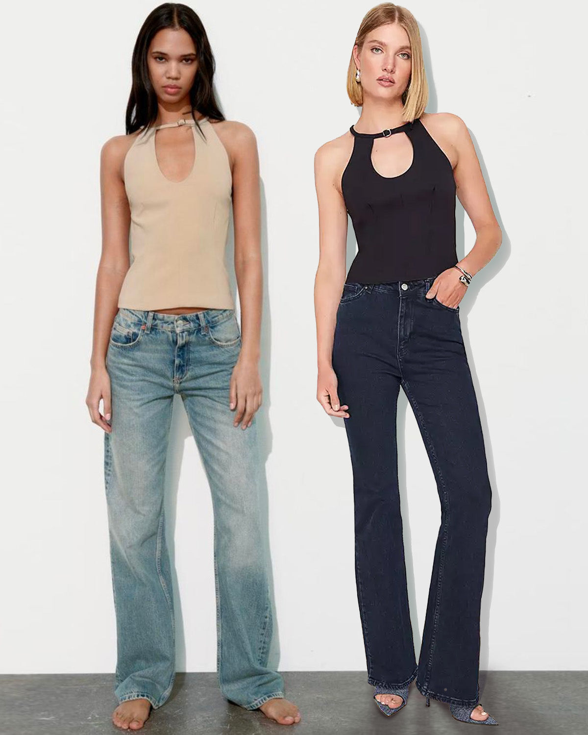 topwear,tops,casual,knitted, stretchable,elastane, polyester,black,cutout,belt, buckle,tailored fit,fitted,regular,halter neck,sleeveless,beige,25050002BU