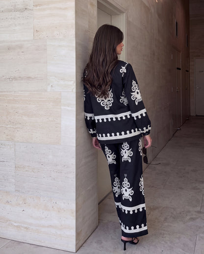 Black Folk Print Co-ord Set