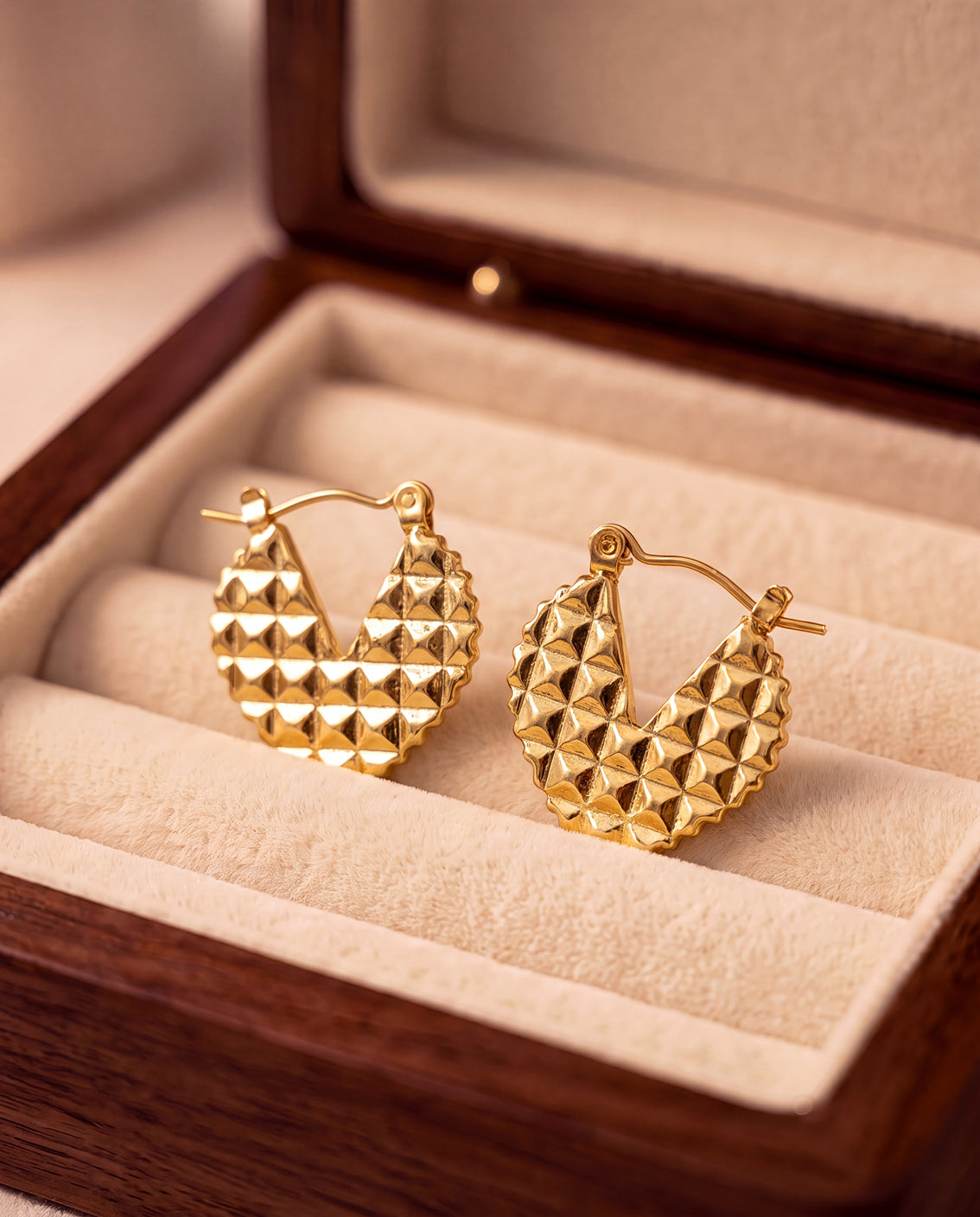 The Quilt Hoop Anti Tarnish Earrings - Gold