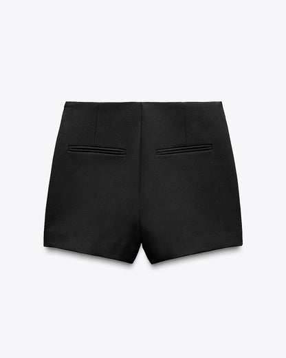 Black Asymmetric Wrap On Skort