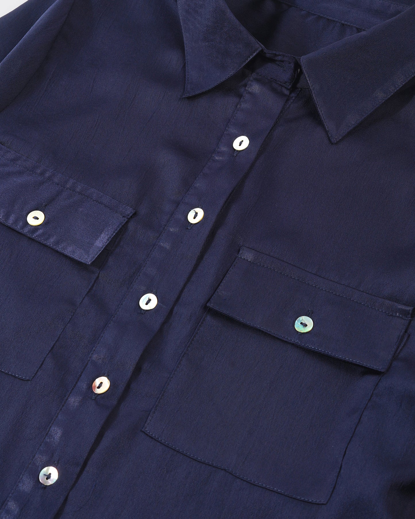 utility-pocket-shirt-navy-blue,UTILITY POCKET SHIRT,topwear,shirts,casual,streetwear,woven,satin,navy blue,solid,flap pocket, utility pocket,relaxed fit,regular,shirt collar,long sleeves,