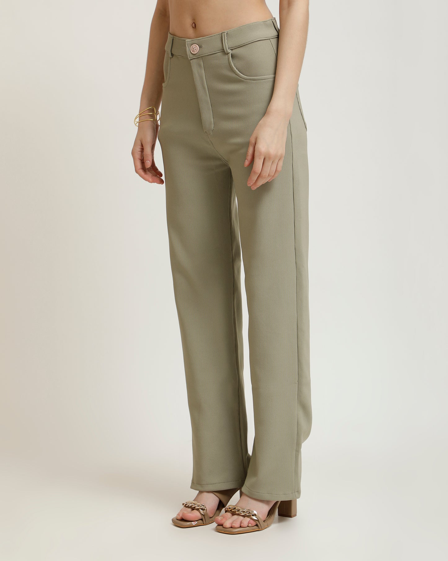 RIBBED TROUSERS,bottomwear, formal, full length, high waist, pastel green, ribbed, straight fit, trousers,ribbed-trousers-pastelgreen,Length - Full Length (41 Inches) Waist - High Waist Fit- Straight Fit Color - Pastel GreenNo. of Pockets - 4 Closure - Zip &amp; Buttons