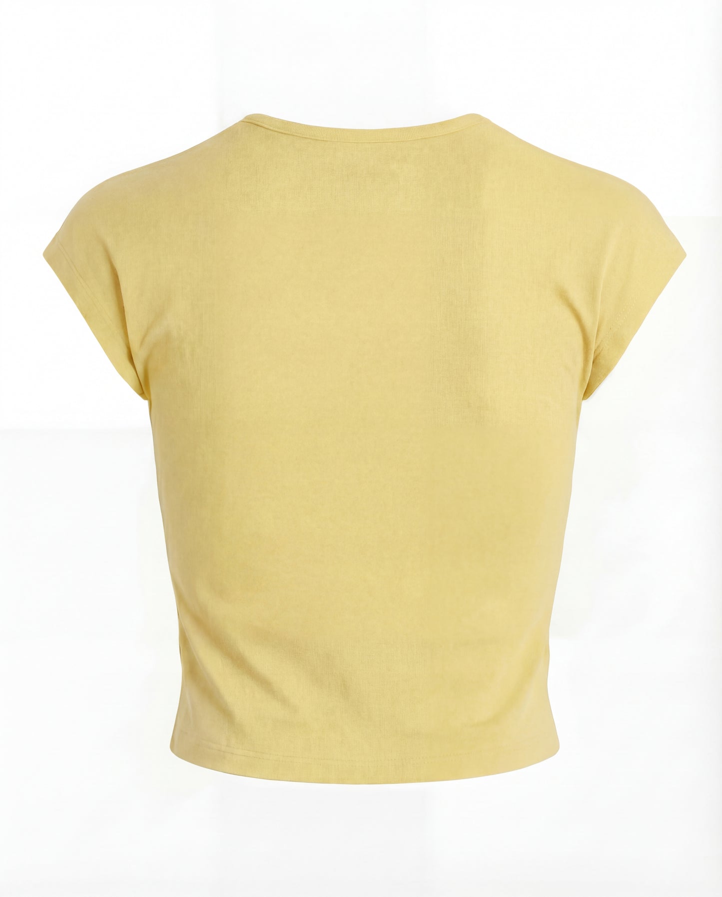 Butter Yellow Ribbed Fitted Top
