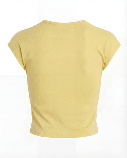 Butter Yellow Ribbed Fitted Top