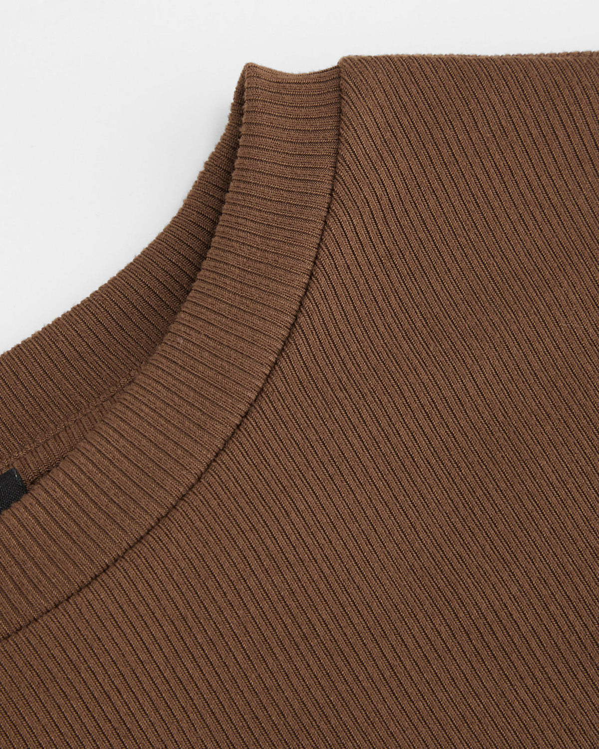 Asymmetric Button Up Brown Ribbed Top