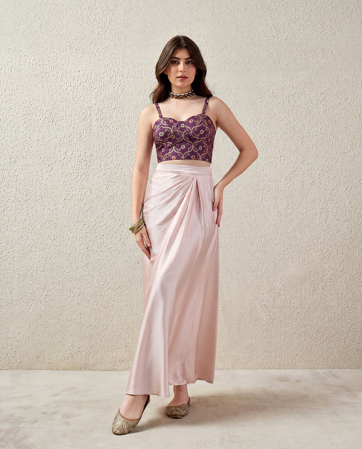 Wine Brocade Bustier Top