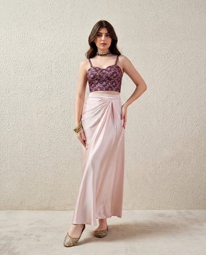 Wine Brocade Bustier Top
