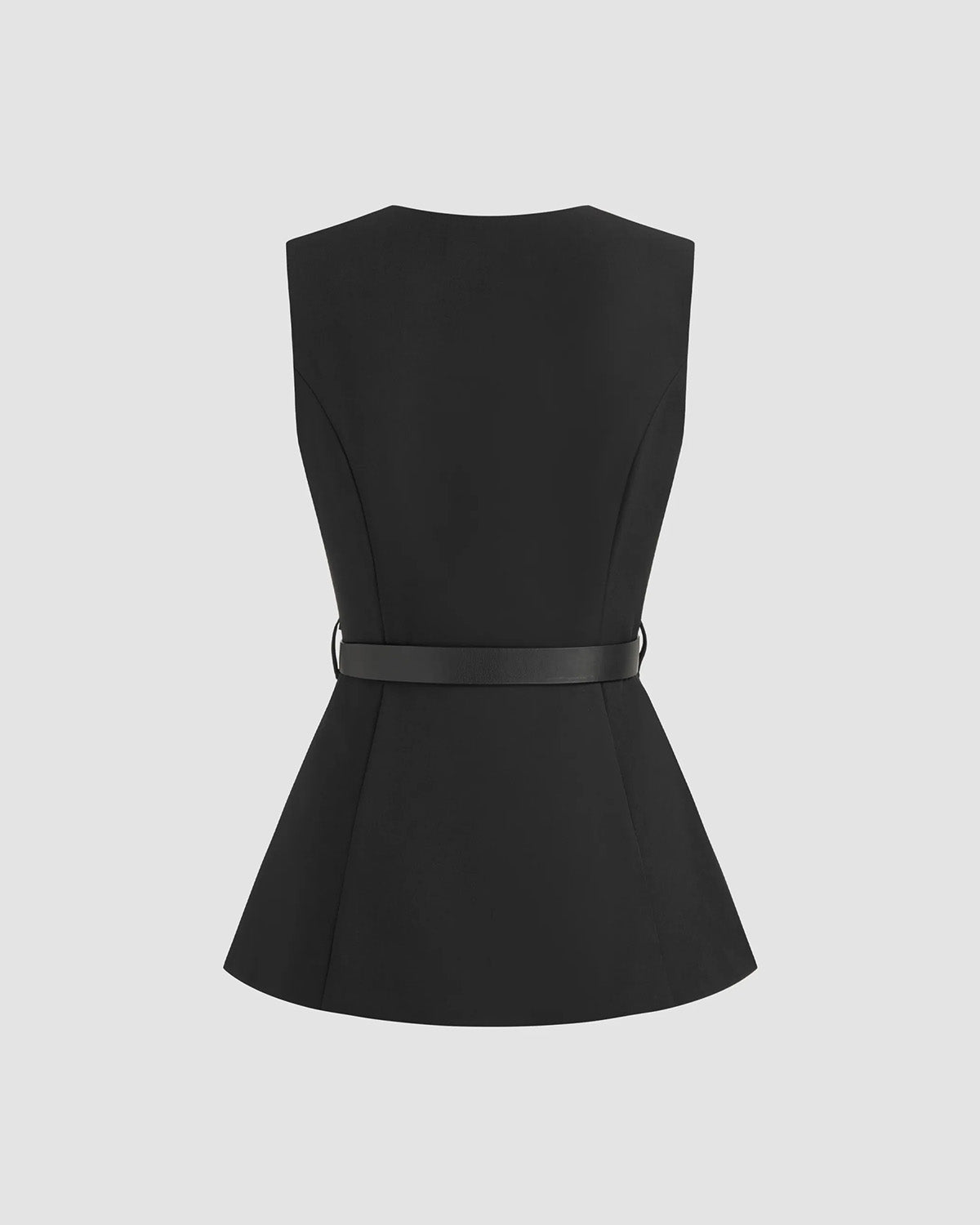 topwear,tops,semi-formal, events,gen z, millenial, minimal, summer,woven,polyester, spandex,black,solid,panelling,button,tailored fit,vest,longline,straight hem,crew neck,no straps,no sleeves,sleeveless	OY3137, 25090003GG