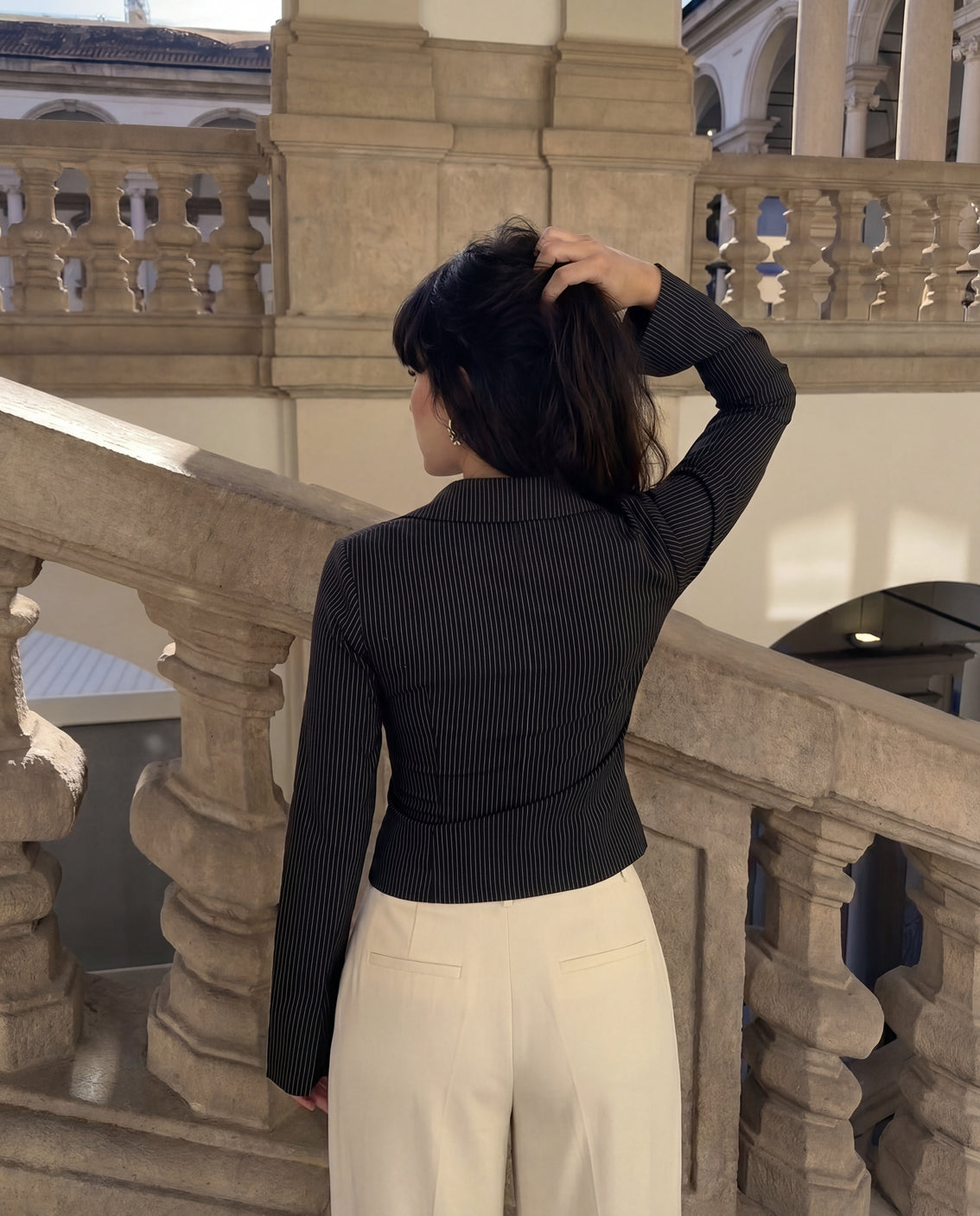 Flared Sleeve Fitted Shirt - Black