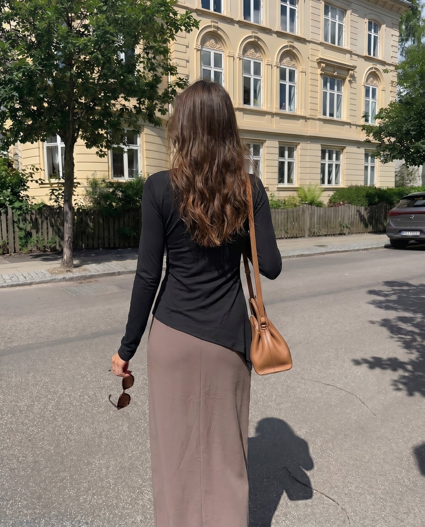 Draped Shoulder Metal Detail Top