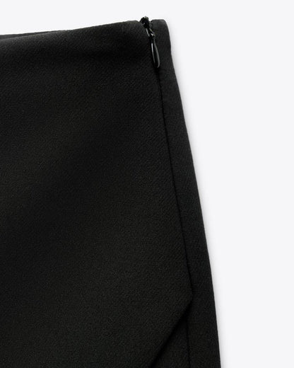 Black Asymmetric Wrap On Skort