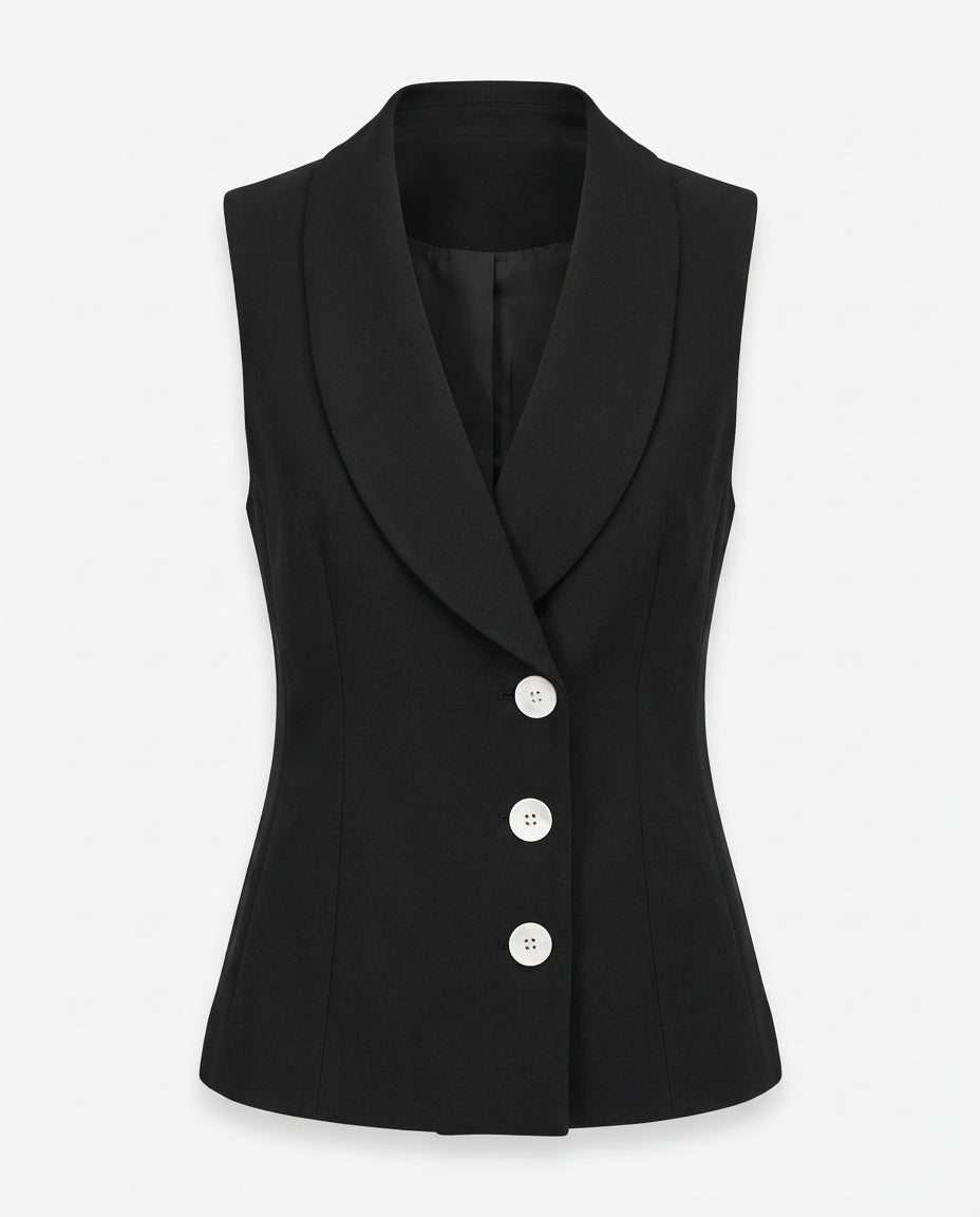 topwear,tops,formal, semi-formal, outdoor events,creative workwear, sophisticated, summer,stretchable,polyester, spandex,black,solid,regular fit,waist coat,waist length,scoop neck,sleeveless,25010062GG, OY1706