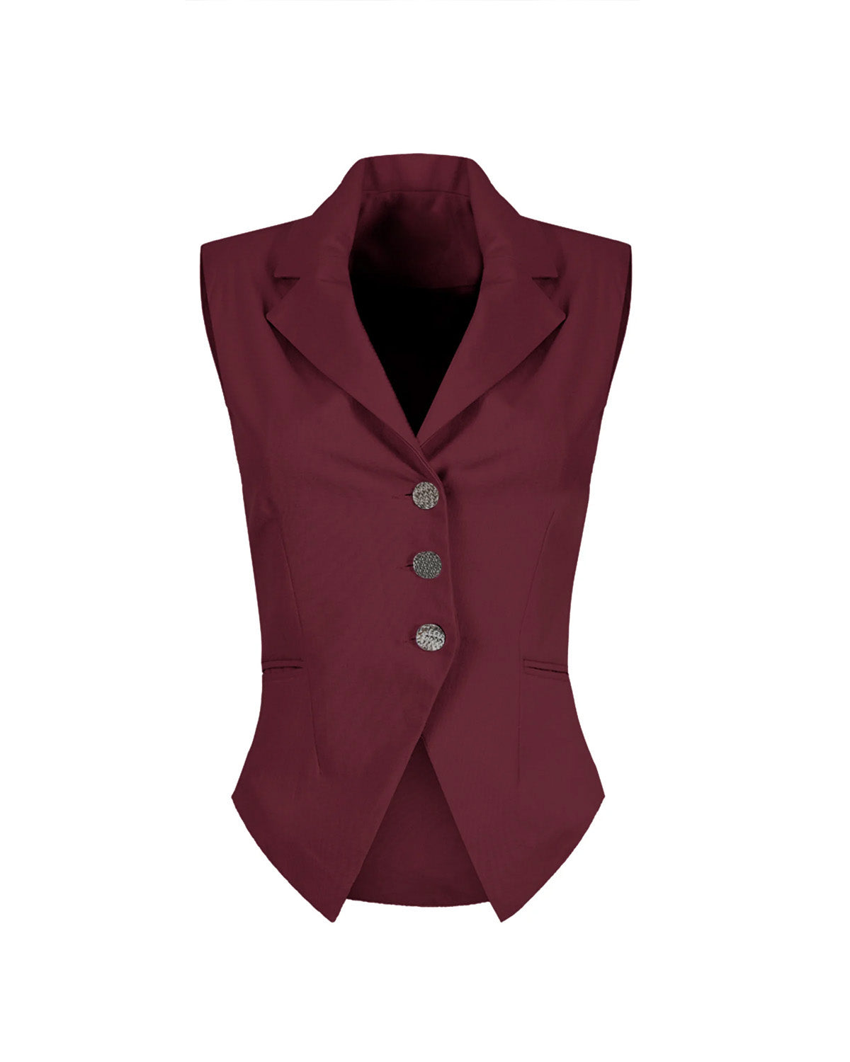 coord sets,bottomwear, topwear,formal, semi-formal, outdoor events,minimal, timeless, urban fit,knitted, stretchable,polyester, spandex,maroon,solid,panelling,button,tailored fit top,waist coat,waist length top,slit hem,lapel collar,no sleeves,no sleeves,button down top,trousers,pleated pants,full length,straight hem,high rise waist,2 pockets,25060013GG, OY1246
