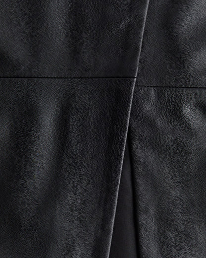 bottomwear,skirts,casual chic, vacation,gen z, streetwear, urban fit,woven,pu leather,,black,panelled,zipper,relaxed fit,a-line skirt,full length,slit,mid rise, OY2221, 25090047GG