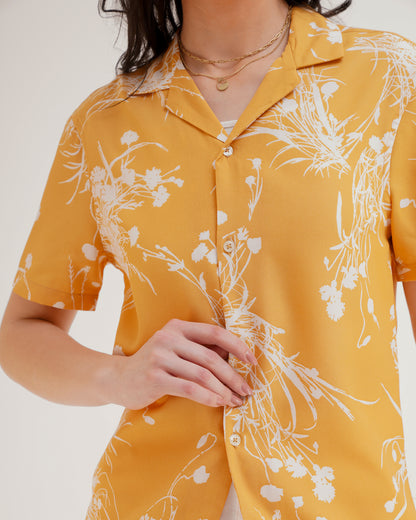 PRINTED BOYFRIEND SHIRT,abstract, beach, boyfriend shirts, button, casual, collared, cotton, floral, longline, multi colored, oversized, printed, shirts, short sleeves, streetwear, summer, topwear, vacation, woven, yellow,printed-boyfriend-shirt-yellow-white,Color- Yellow &amp; WhiteFabric- PolyesterType- Boyfriend ShirtFit- OversizedLength- LonglineNeck- CollaredSleeves- ShortClosure- Button UpPrint- Floral Abstract