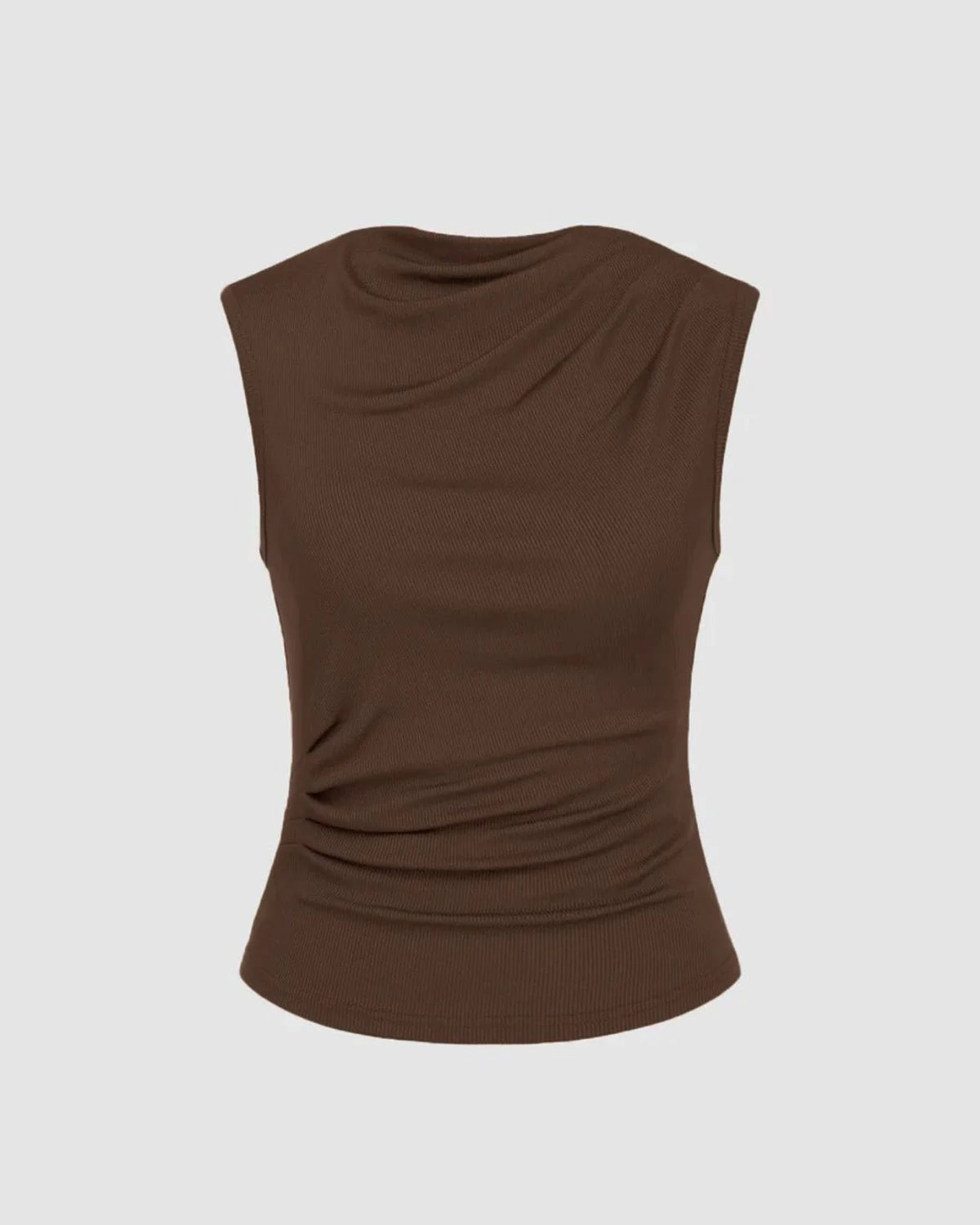 RIBBED CO-ORD SET TOP,brown, casual, coord sets, crew neck, fitted, gathered, knitted, long sleeves, regular, ribbed, skinny fit, solid, stretchable, summer, tops, topwear,ribbed-co-ord-set-top-brown,Color- Brown
Fabric- Ribbed
Fit- Skinny Fit 
Length- Regular
Neck- Crew Neck
Sleeves- Sleeveless
Print- Solid
Details- Gathered waist and neck detail