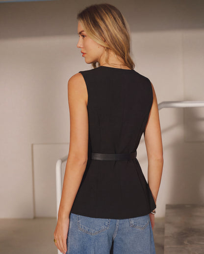 Gold Accent Vest In Black
