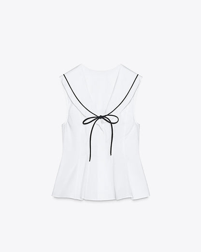 topwear,tops,casual, outdoor events,minimal, soft girl, summer,woven,cotton,white,solid,flounce,button,slim fit,fit and flare,waist length,flounce hem,v-neck,sleeveless, OY1915, 25060020GG