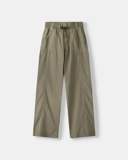 bottomwear,trousers,casual,streetwear,woven,cotton,olive,patch pocket,straight fit,straight,full length,mid rise,ribbed-waist-straight-fit-trouser-olive,Color: Olive
Fabric: Cotton
Fit: Straight Fit 
Length: Full Length
Waist: Mid Rise
Closure: Drawstring
No. of Pockets: 4
Print: Solid
Details: Features a high-rise elastic waistband with an adjustable drawstring for a comfortable, customizable fit.,RIBBED WAIST STRAIGHT FIT TROUSER