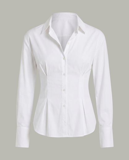 White Buttoned Flared Hem Shirt
