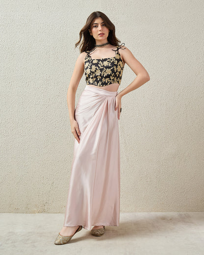 topwear,tops,ethnic, indo-western,ethnic wear, festive wear, indian wear, summer,woven,embroidered,brocade,black,floral pattern,textured,zipper,skinny fit,corset,crop,curved hem,square neck,shoulder strap,no sleeves,sleeveless, 25070039GG, OY3008 black 