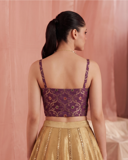 Wine Shabnami Brocade Corset Top