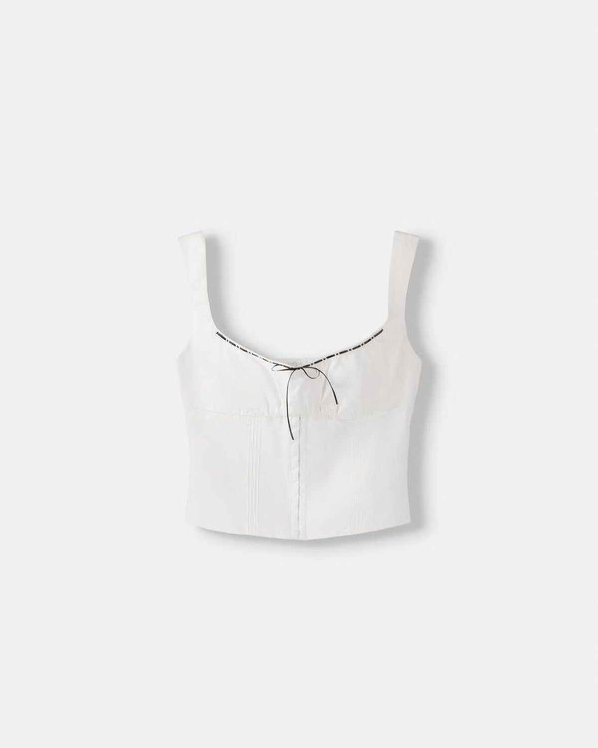 CONTRAST PIPING CORSET TOP IN WHITE