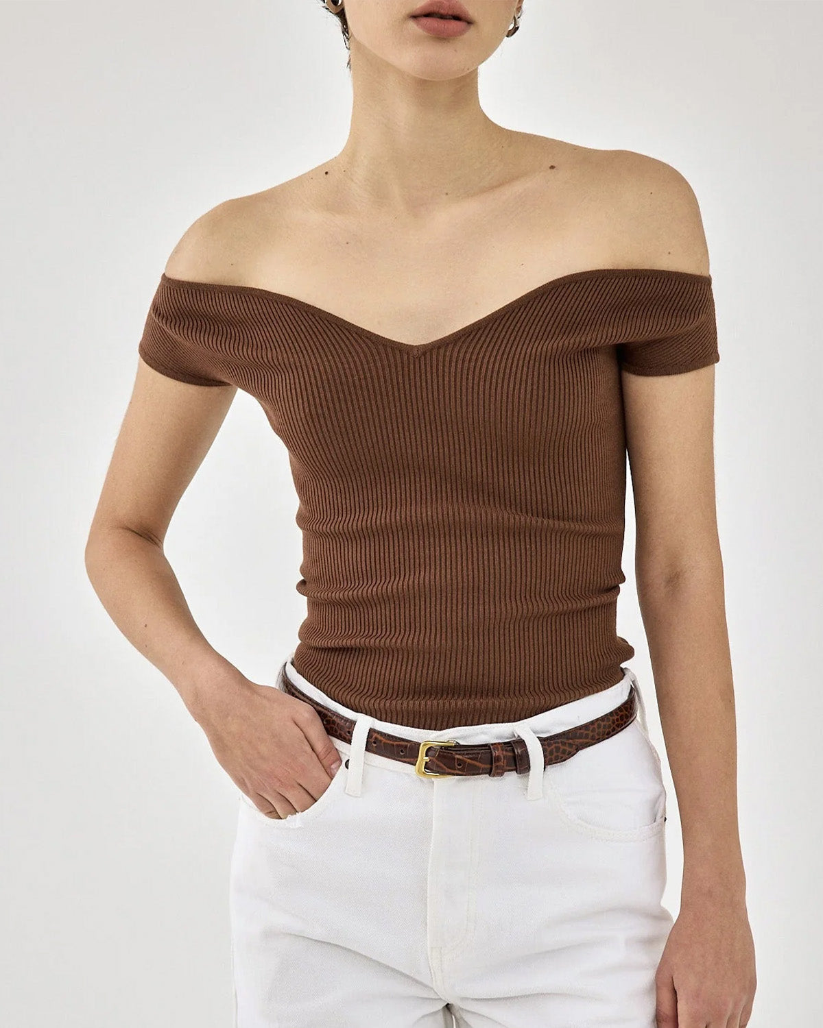 off-shoulder-princess-cut-neck-brown-top-brown-oy1511,25010011GG52,topwear,tops,casual, vacation, outdoor events,bold, glam, minimal, streetwear,knitted,ribbed,brown,solid,skinny fit,fitted,regular,sweetheart neck,sleeveless,Color: Brown
Fabric: Ribbed
Fit: Slim Fit 
Length: Regular
Neck: Off Shoulder
Sleeve: Sleeveless
Print: Solid,OFF SHOULDER PRINCESS CUT NECK BROWN TOP