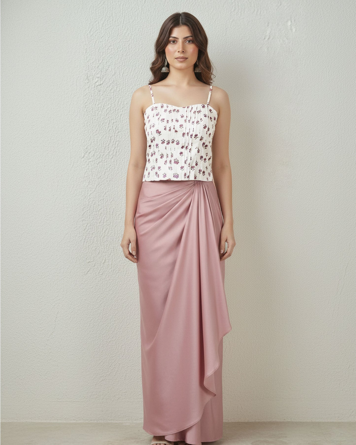 topwear,tops,ethnic, indo-western,ethnic wear, festive wear, indian wear, summer, casual,woven,poly cambric,printed,white,floral print,panelling,zipper,skinny fit,slim fit top,waist length,straight hem,sweetheart neck,shoulder strap,no sleeves,sleeveless, OY3009, 25070049GG
