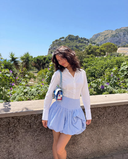 Blue Pinstripes Bubble Skirt