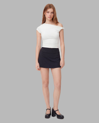Knot Up Shoulder Fitted Top In White