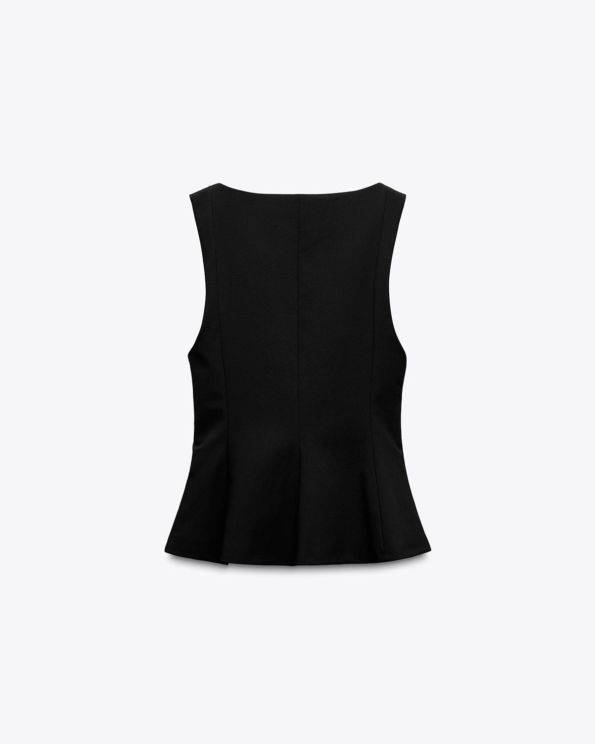 topwear,tops,casual chic, semi-formal,creative workwear, gen z, millenial, minimal, sophisticated, summer,knitted,polyester, spandex,black,solid,panelling,zipper,tailored fit,peplum,waist length,flounce hem,square neck,shoulder strap,no sleeves,sleeveless, OY3151, 25090010GG