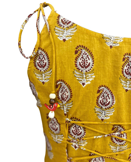 Alaya Mustard Print Camisole Kurti