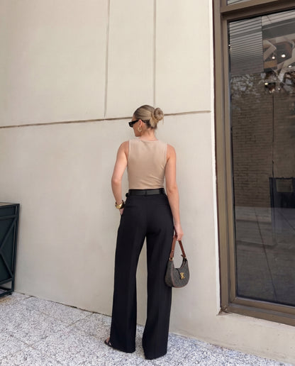 Black Pleated Pants With Belt